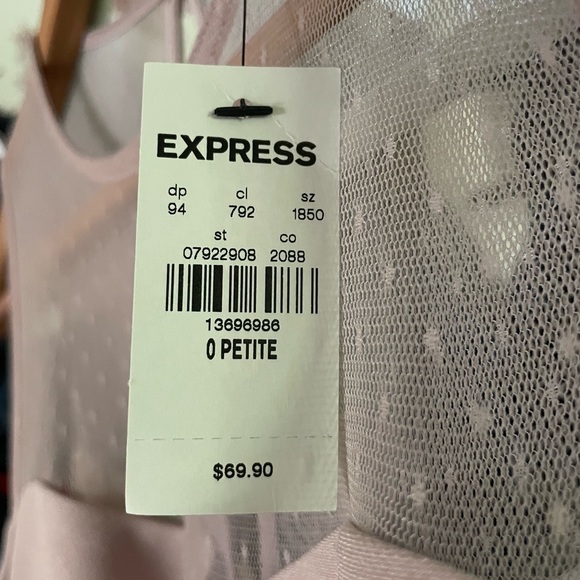 NWT Express Petite Dotted Lace Sleeveless Mini Cocktail Dress. Mauve. Size 0. - Picture 6 of 7
